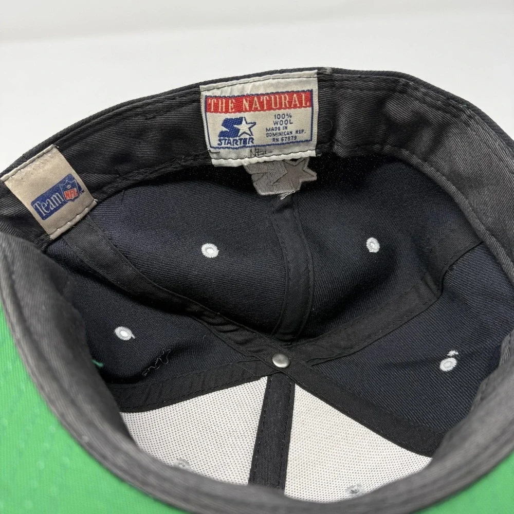 Vintage Oakland Raiders Hat Cap Fitted Mens Black Gray NFL Football Starter 90s